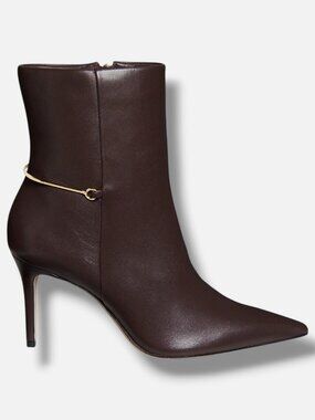 22élevé Women's Brown 85MM Leather Stiletto Booties Shoes Size EU:38 US:8